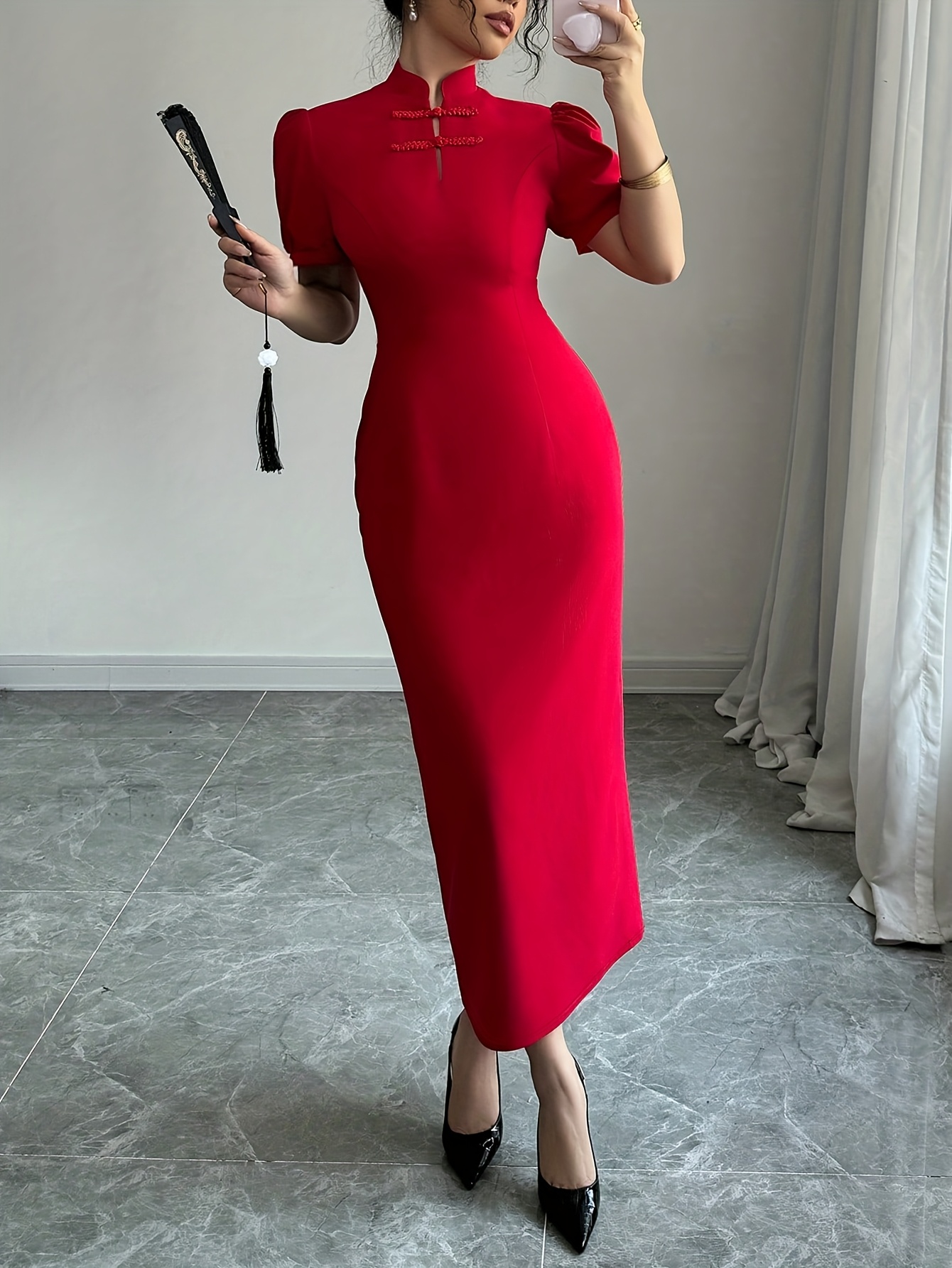 green emerald velvet dress Maxine Bespoke Dress | Modern Red & Gold Chinese Wedding Dress