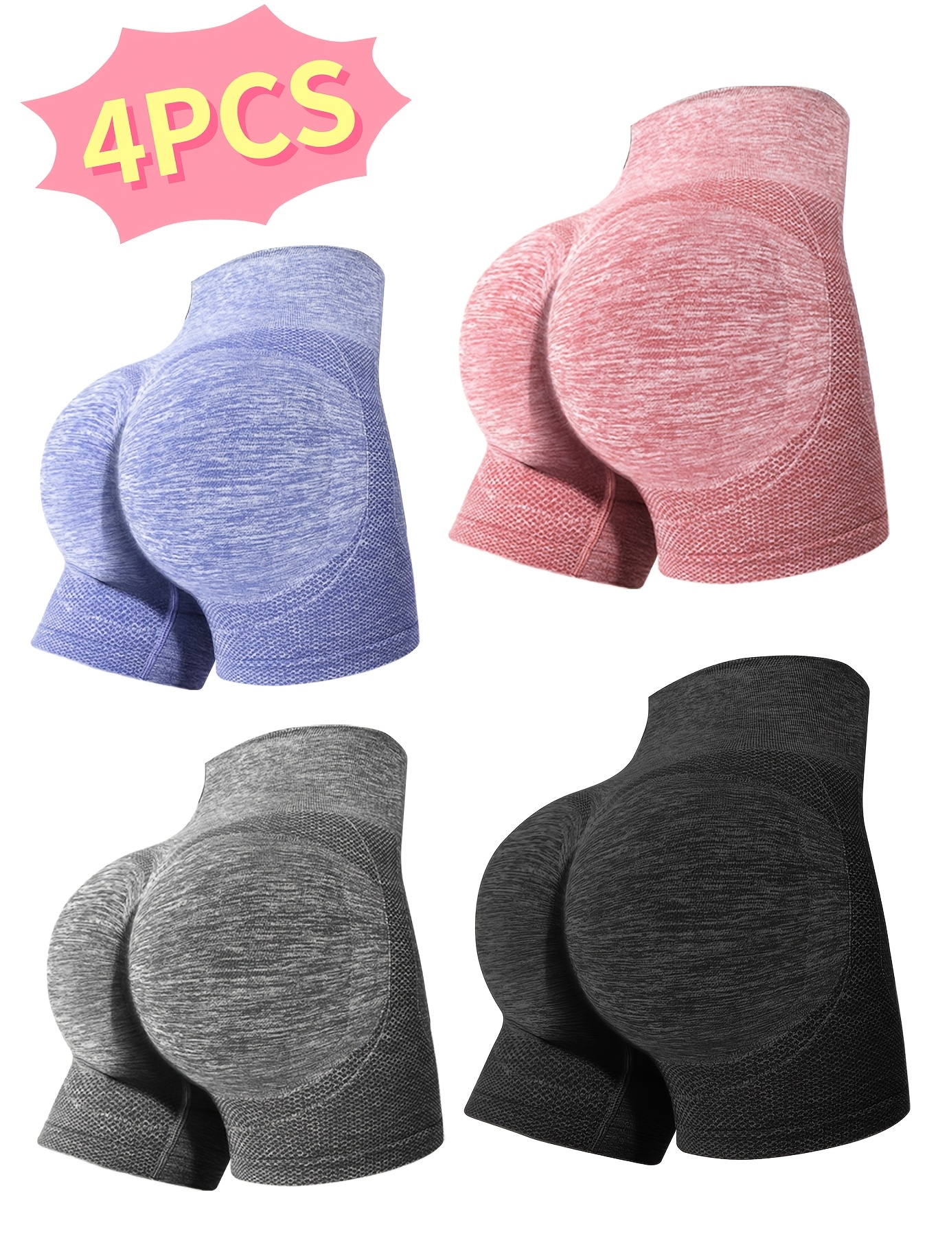 4pcs Women's Butt Lift and Shaping Shorts, Yoga Pants, Non-Padded, Suitable for Sports and Casual Fitness