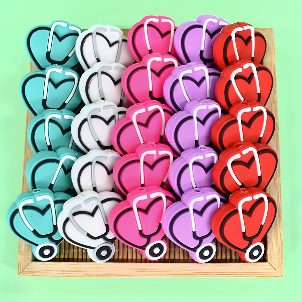 

5pcs Medical Themed Stethoscope Beads - Plastic Spacer Beads For Diy Keychains, Pens, Jewelry Crafts