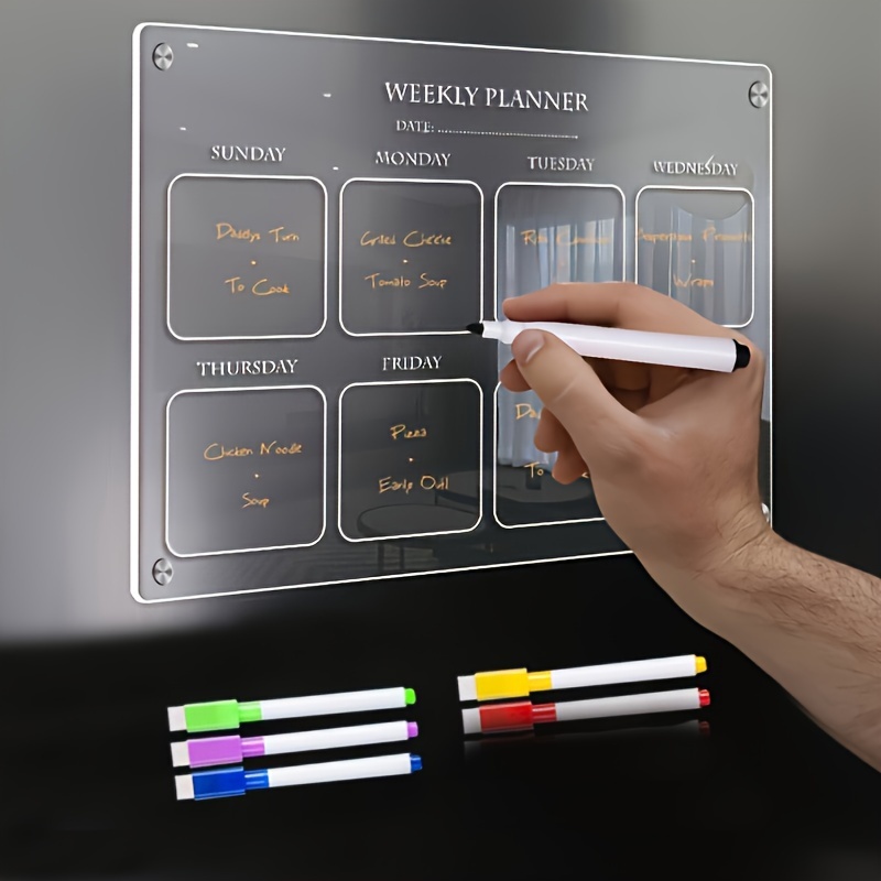 

Weekly Plan Three-dimensional Magnetic Suction Transparent Acrylic Notepad Message Board Erasable Magnetic Refrigerator Sticker