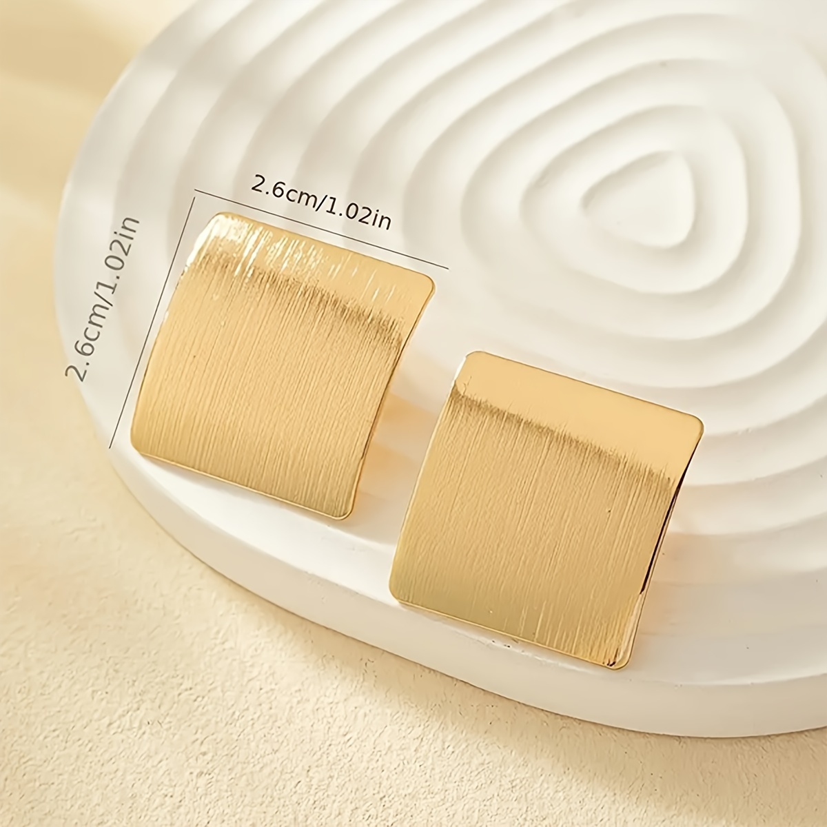 Brushed Texture Square Stud Earrings Geometric Women's Statement Jewelry