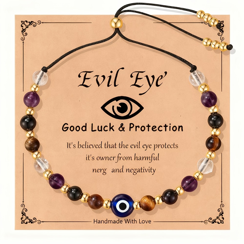 Image of Eye Bracelet, A Delicate Bracelet Made Of 5 Special Stones, Protection And . A Spiritually Protective Jewel To Give To Your Girlfriend, Mother, Daughter, Or On A Birthday Or Anniversary.
