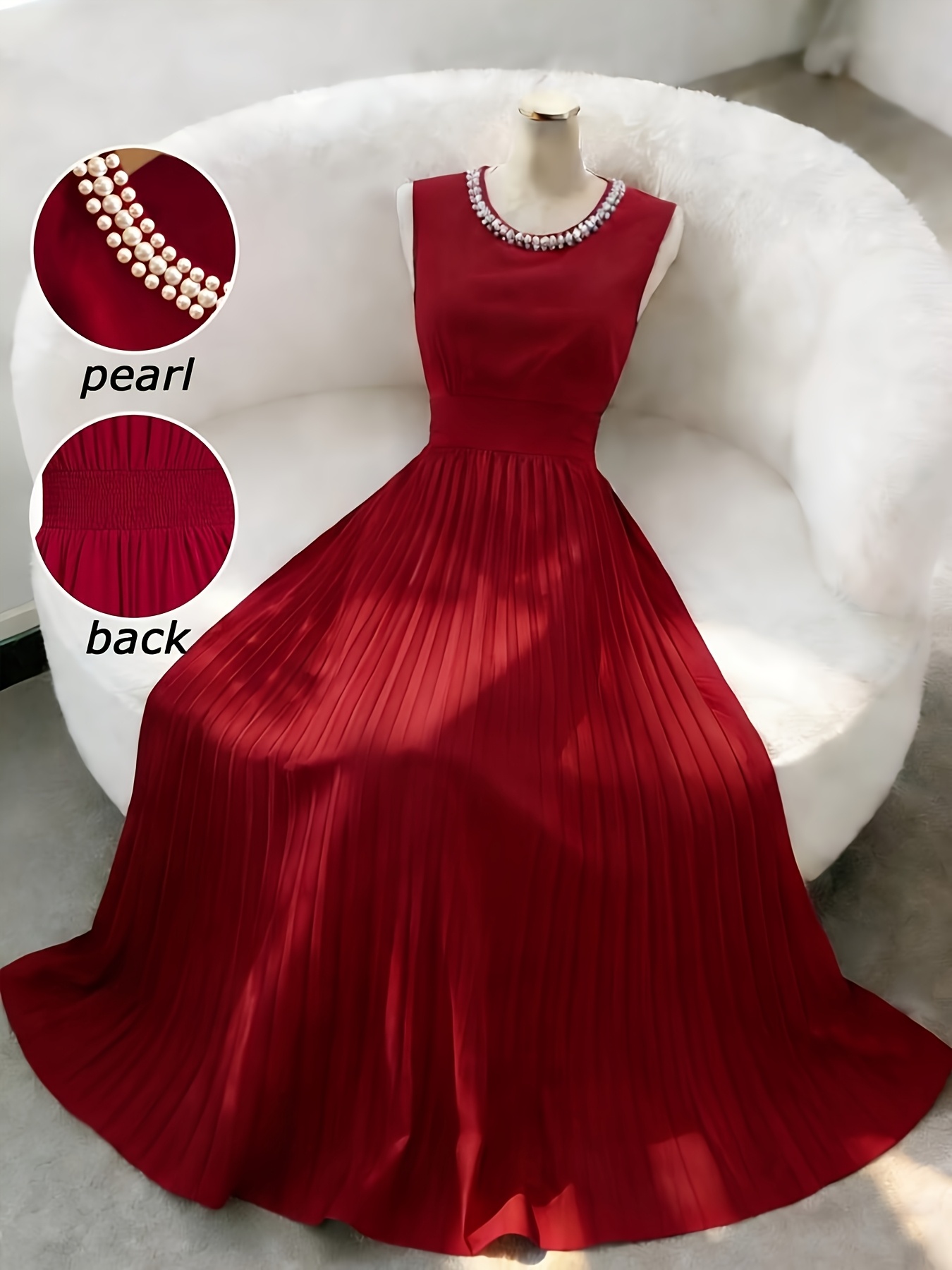 burgundy dresses sold on Temu United States