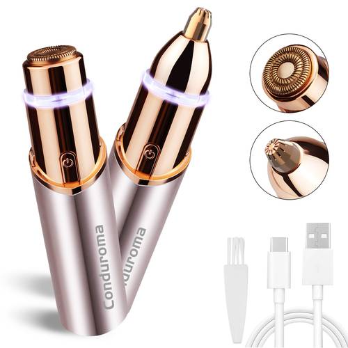 facial hair remover for women 2in 1 eyebrow hair remover electric face razor with led light usb rechargeable