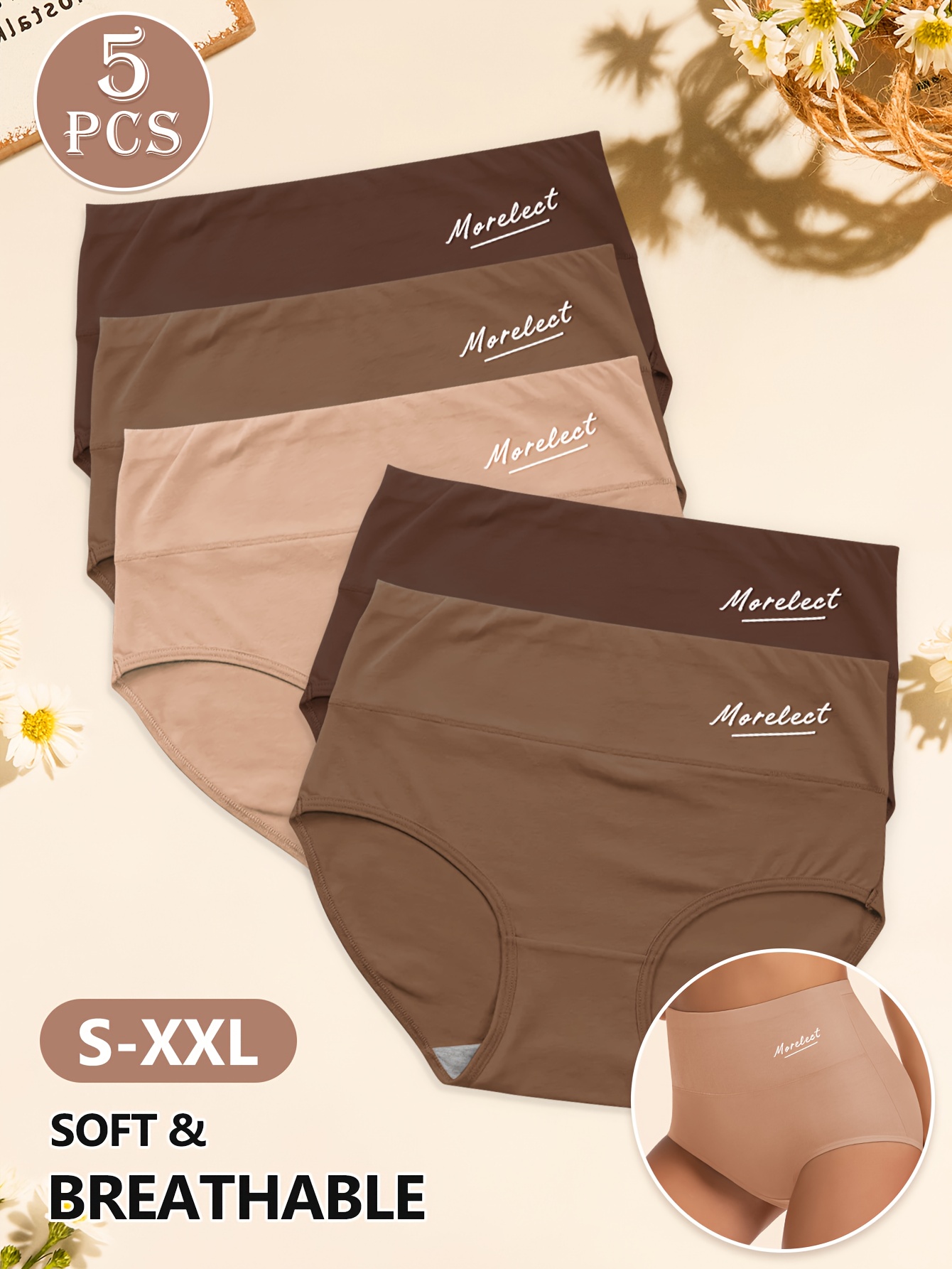 5 pack high waist womens briefs breathable seamless tummy control and   lift elegant solid   by  