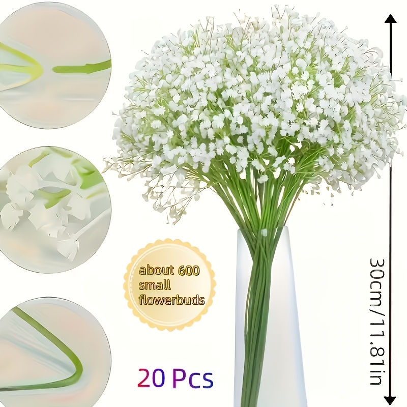 20 Bunches Of 610 White Gypsophila Flowers, Suitable For Wedding Decoration, Banquet Center Display, Hotel Arrangement, Party Decoration And