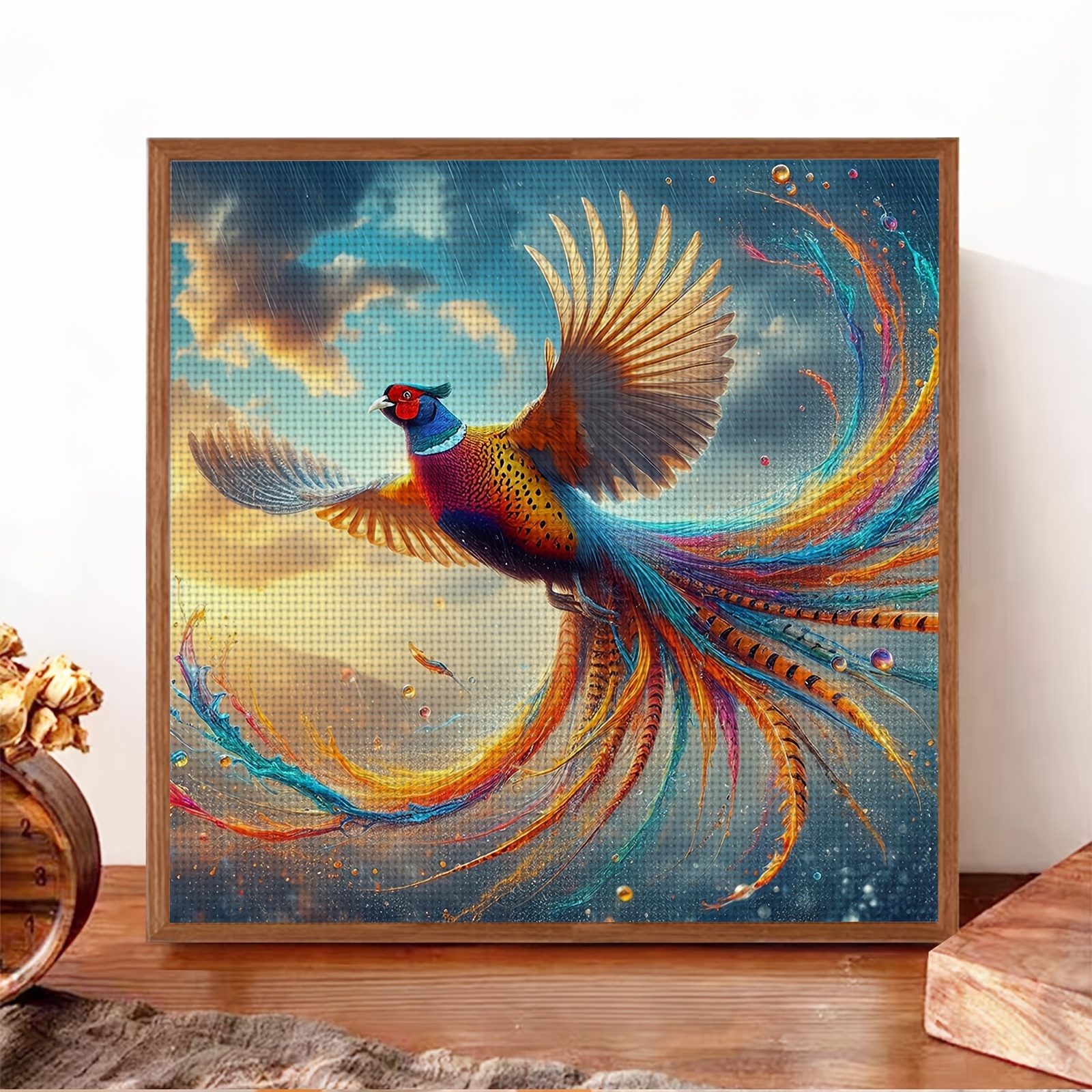 Complete DIY Cross-Stitch Kit, Colorful Feathered Divine Bird