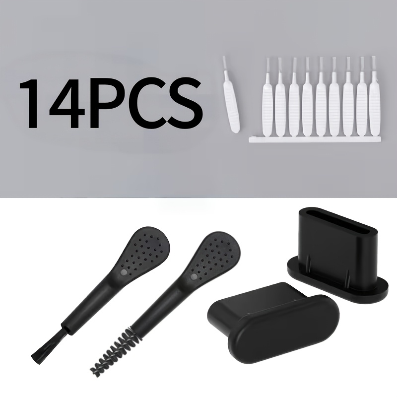 TEMU Set di mini strumenti di pulizia multifunzionali da 14 pezzi - per porta di ricarica, altoparlante, cellulare e doccia - con spina di ricarica