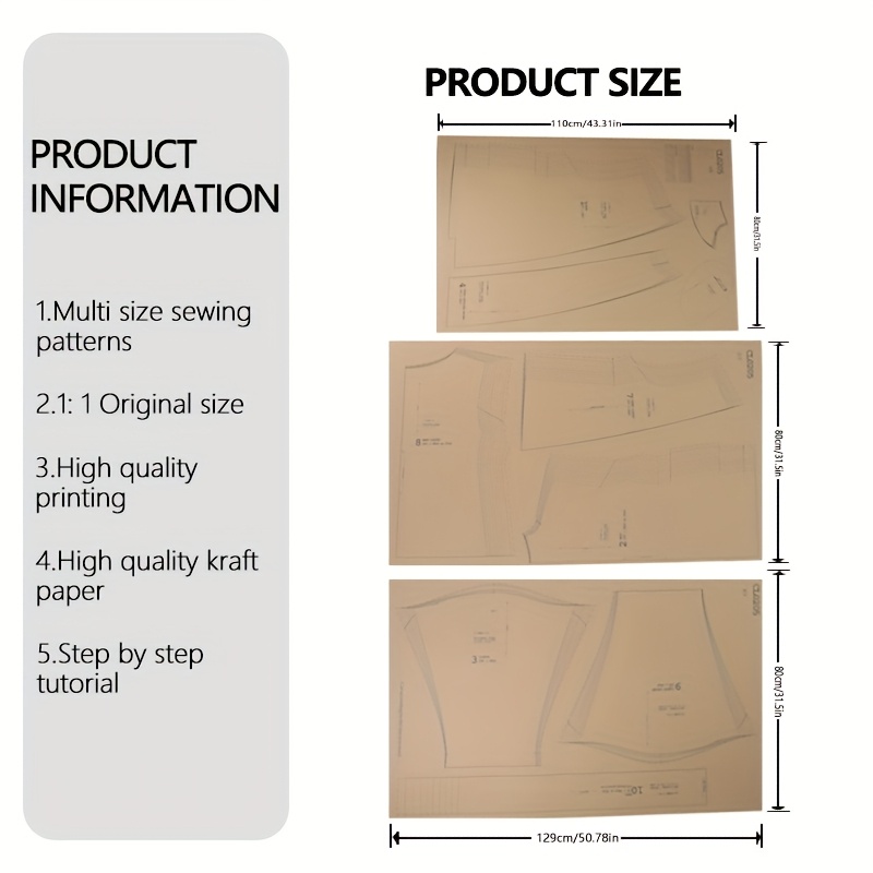 TEMU Women's Wrap Coat Sewing Patterns - Complete Beginner's Sewing Kit With -by-step Instructions, Trimmable Templates, Beginner Sewing Kit, Sewing