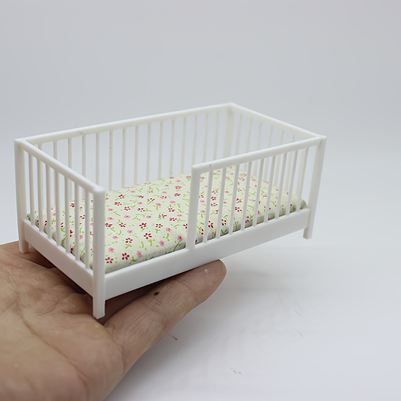 

Mini Single Bed Model, Cute Style Accessories, Dollhouse Bed, Single Bed Model With Fence, White