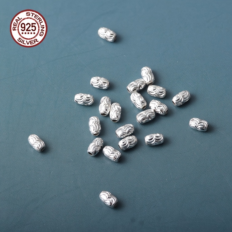 20pcs S925 Sterling Silver Fluted Beads for DIY Jewelry Making