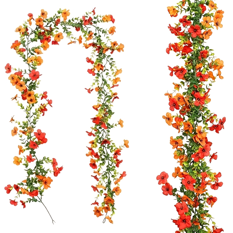 TEMU 2pcs 5.9ft/180cm Artificial Flower Garland Fake Flower Vines Flowers Hanging Artificial Flowers Decoration For Wedding Arch Party Home Garden