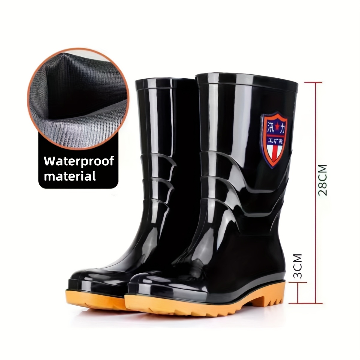 TEMU Men's Rain Boots Korean Style Long Tube Breathable Rain Boots Soft And Comfortable Non-slip Rain Boots For Add 1 Size