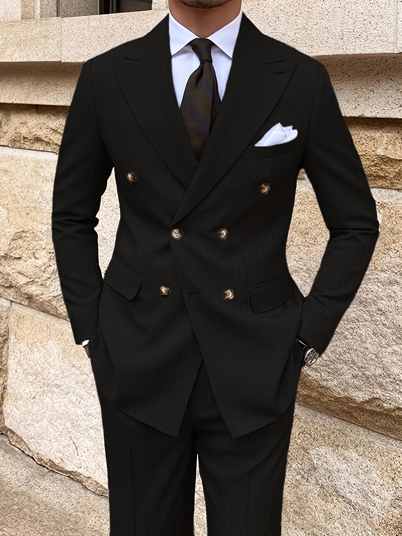 mens spring summer casual fashion double breasted suit