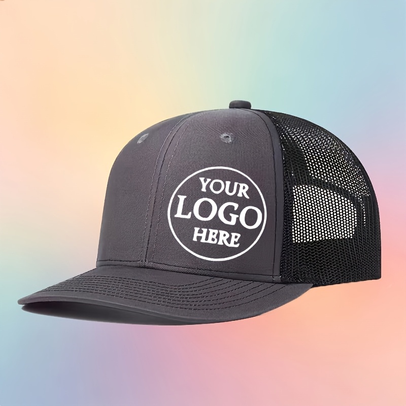 TEMU 1 Customizable Logo Trucker Hat - Breathable Mesh Baseball With Adjustable Back Closure, Ideal For Outdoor Activities And Personalized Gifts,