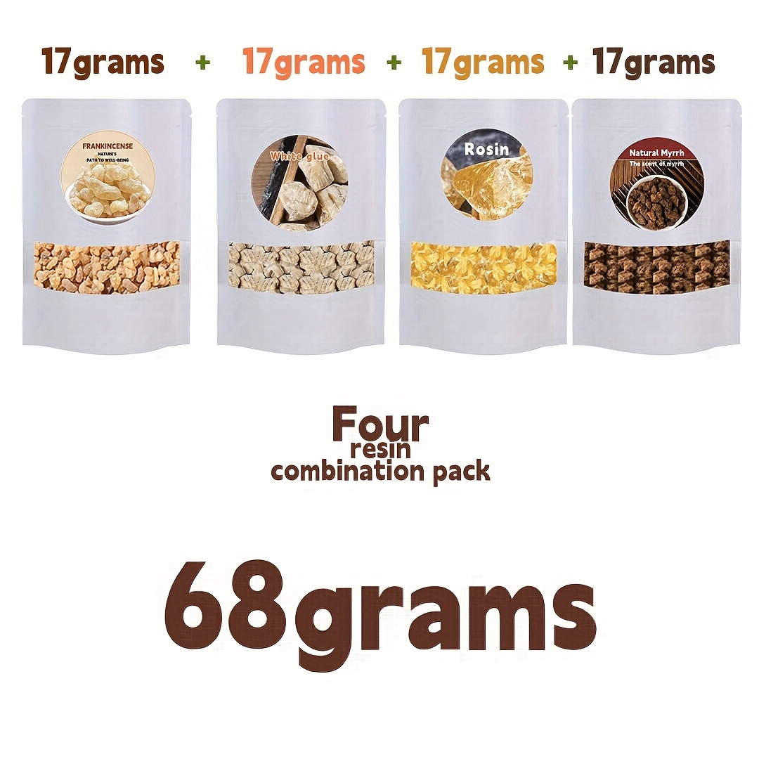 Natural Resin Four- Combo Set: Frankincense//pine Resin/white Gum | Essential For Meditation And Yoga | Mood | Field Enhancement