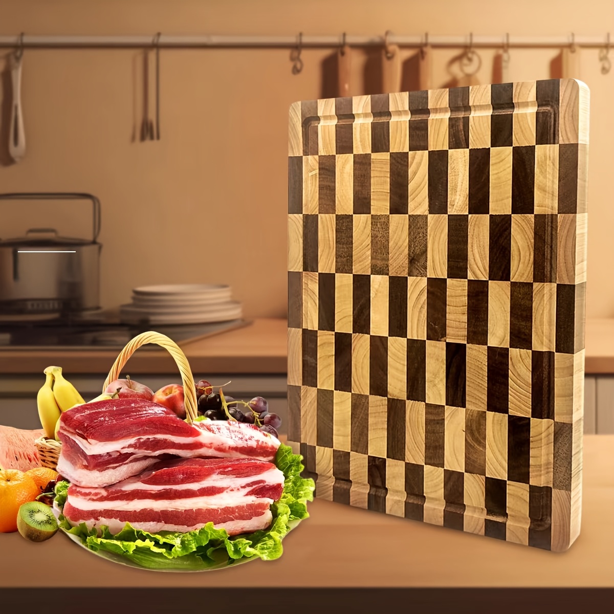 

1pc 15.59/ Inch Wood Wood Chessboard Checkerboard Cutting Board Crack And Large Cutting Board Thickened Square Home Kitchen Cutting Board Meat Cutting Board Fruit Board Solid Wood Splicing Plan