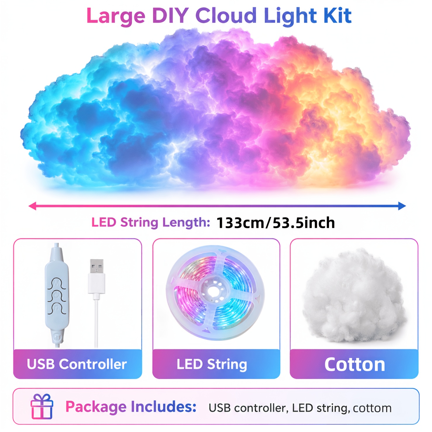 Image of Rgb Smart Thunder Cloud Light, Music Sync Lamp. Top Decorative Lighting For Gaming Room, Bedroom And Party Venue, Perfect Gift For Halloween And Christmas