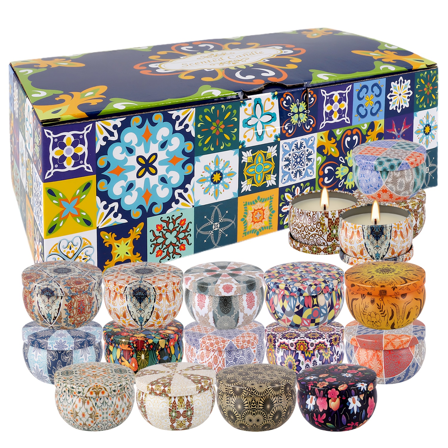 TEMU 16 Gift Box Appearance Candles, Each Measuring 1.57 * 2.37 Inches, Made Of High-quality Soy Wax, With Multiple Fragrances, Smoke-free Long ,