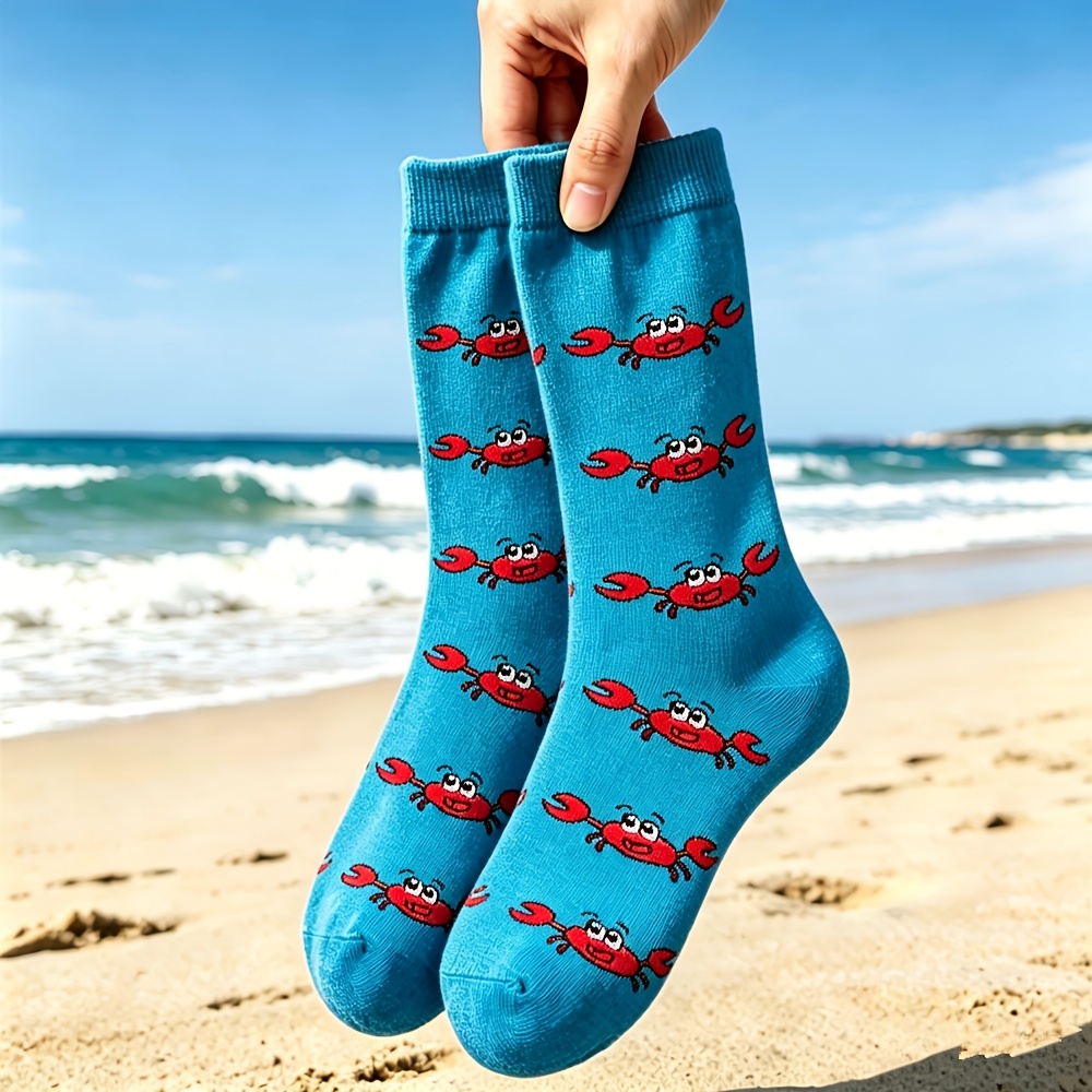 TEMU 1 Paire de Chaussettes Femme de Plage Motif Créatif Cadeau Amusant