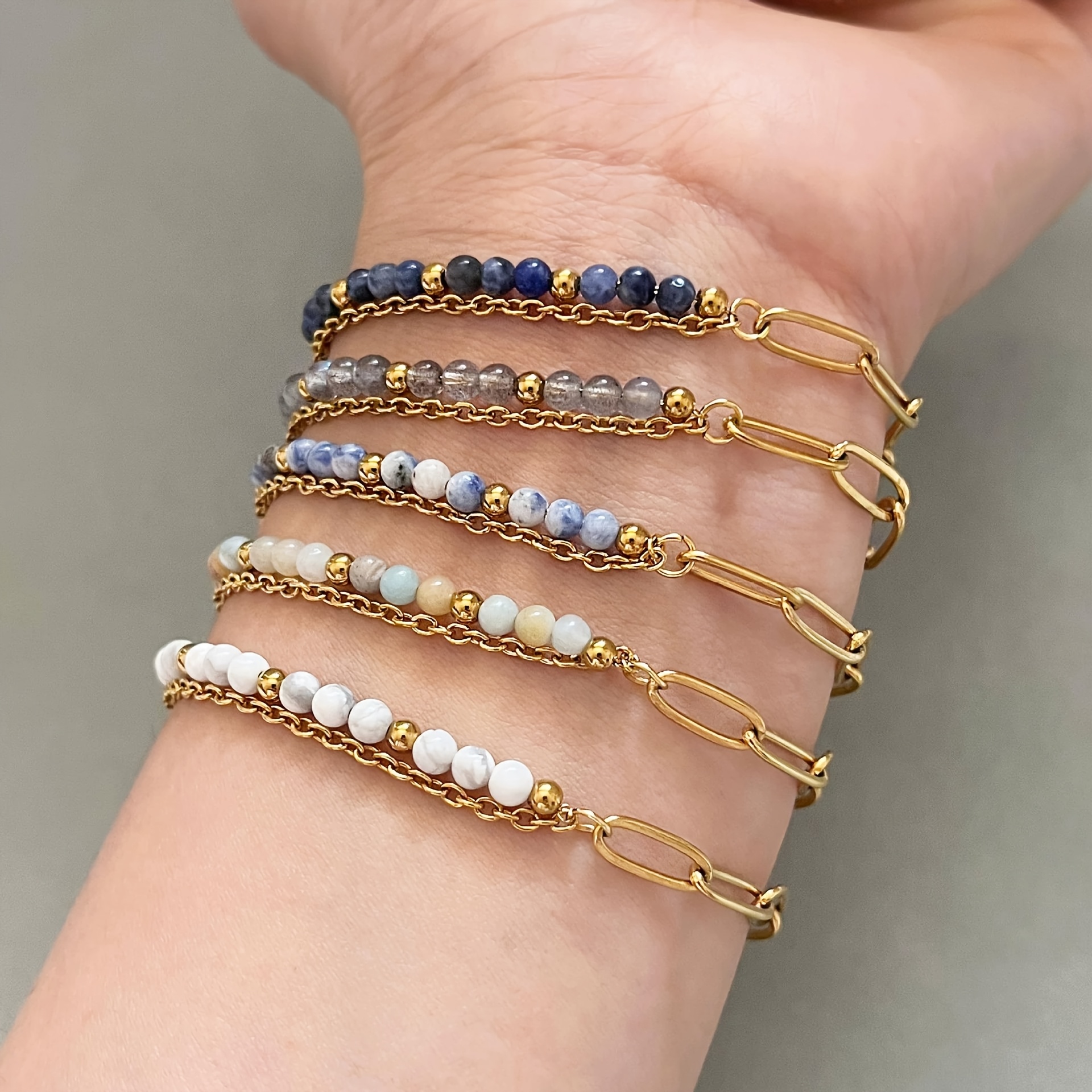 a easy and stylish natural stone stainless steel bracelet for women unisex suitable for everyday wear and vacations