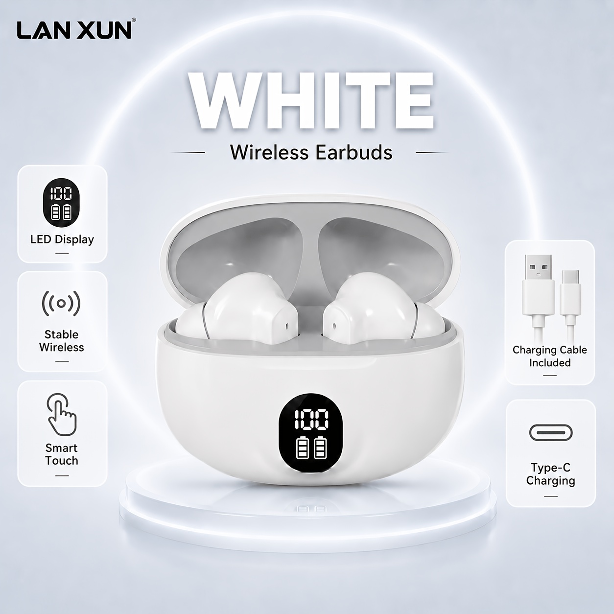Image of Wireless Headphones, Wireless 5.3 Earbuds, 13mm Speaker, 30h Playtime, Type-c Fast Charging Box, Stereo Wireless In-ear Headset, Suitable For Ios And In-ear Headsets, Gaming Headphone Mic