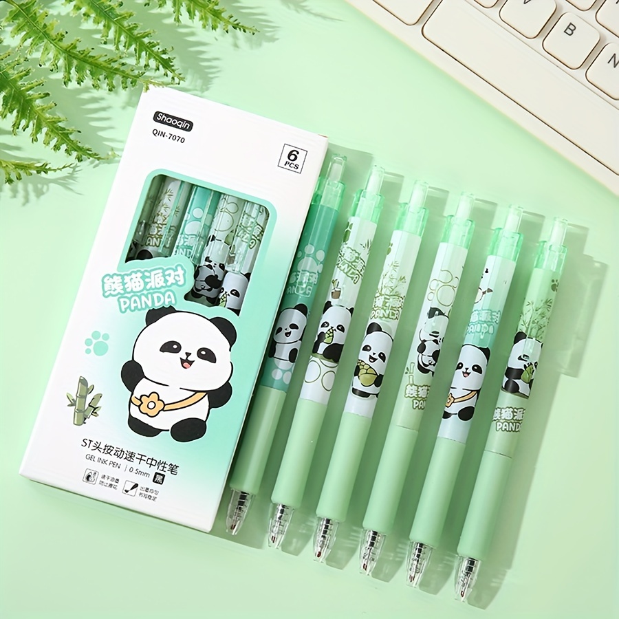 

1box Of 6pcs Creative New Product Panda Party Press Gel Pen Good-looking Cartoon Cute Large-capacity Gel Pen