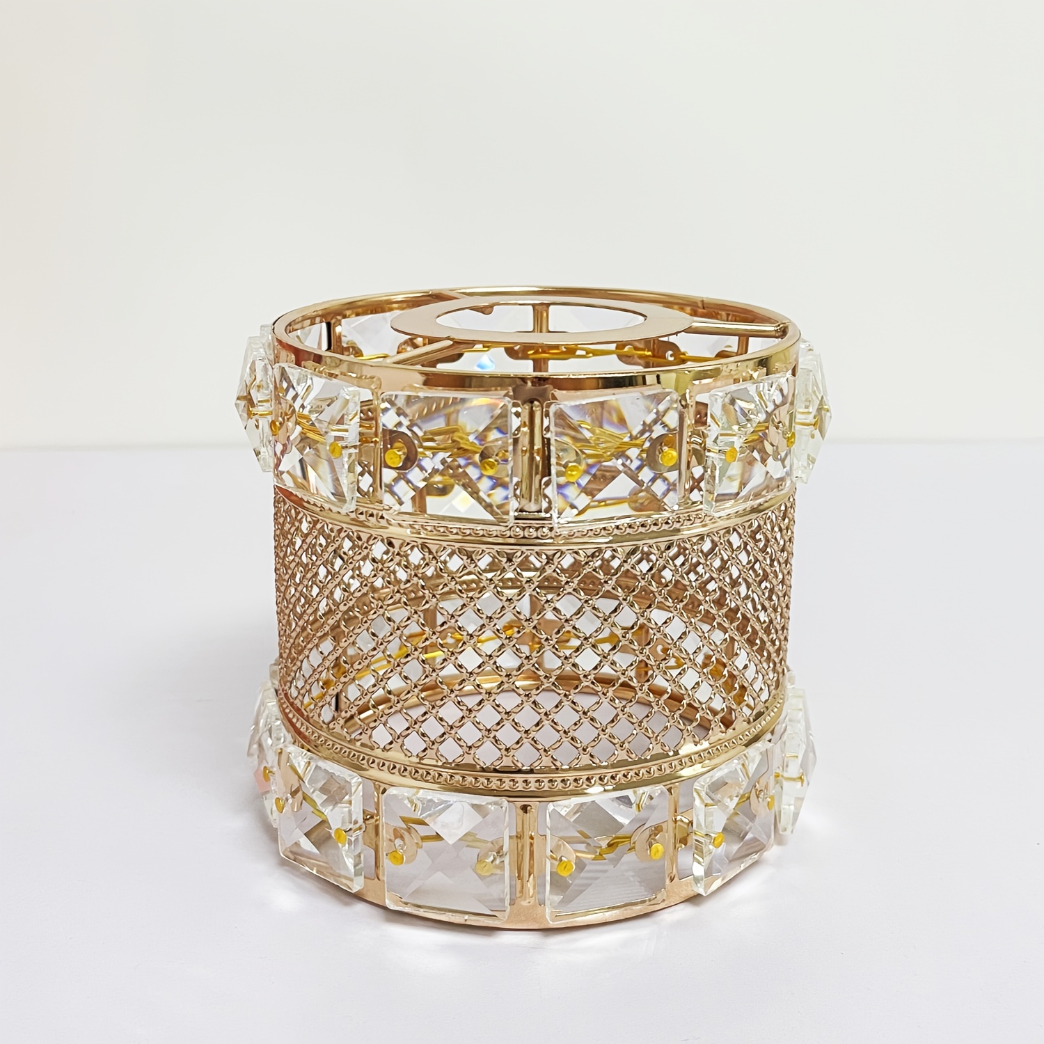 Image of 1pc Lampshade Crystals Decor Chandelier Light Shade Light Covers Ceiling Decor Crystal Ceiling Shade Lamp Accessory Fixture Pendant Light Shade Golden Easy Metal