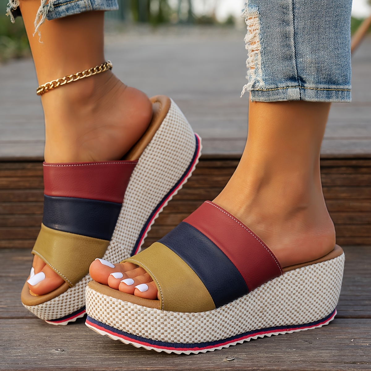 Sandalias Plataforma Sandalias CuÃ±a Multicolor Sandalias Cuña