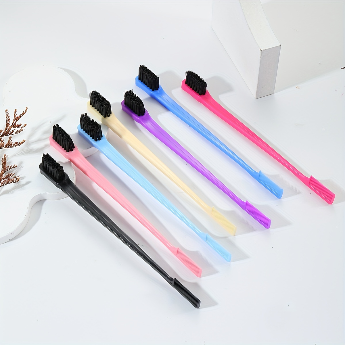 TEMU 7pcs Hair Styling Comb Set, Pp Material, Double-sided And Hair Styling Brush, With Soft Nylon For And Back Combing, Hair Control Brush