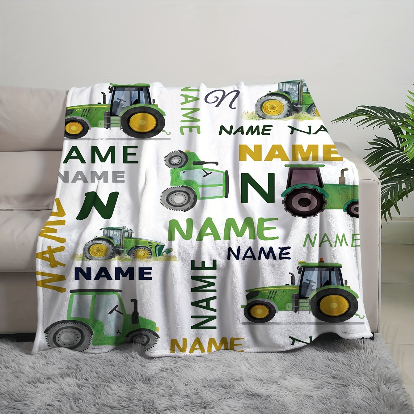 TEMU 1pc Custom Flannel Digital Printed Blanket Truck Element Name For Bedroom Sofa Nap