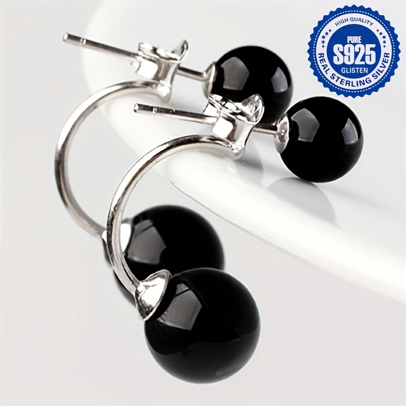 Bohemian Style Agate Bead Earrings, 925 Sterling Silver, Low Allergy, 4.2g