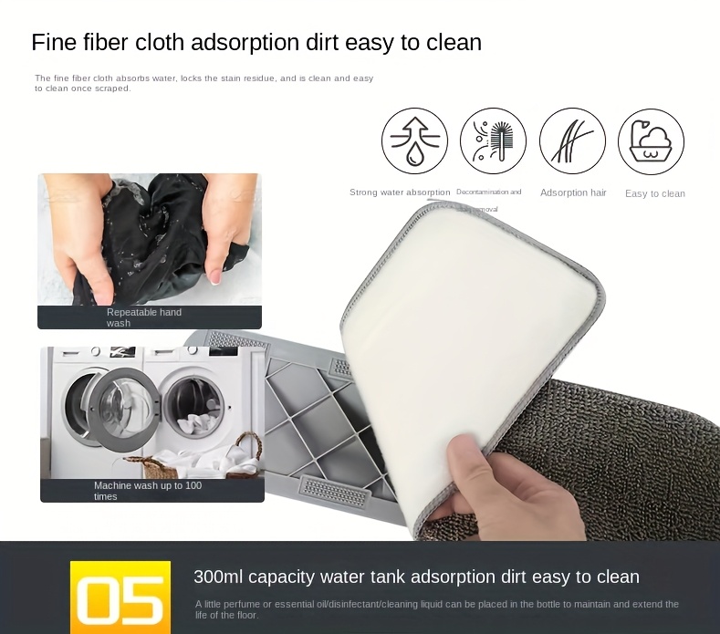 1 set microfiber spray mop with rotating 360 swivel head reusable pads and adjustable handle for home floor cleaning metal plastic aluminum construction ideal for living room bedroom bathroom toilet kitchen details 13