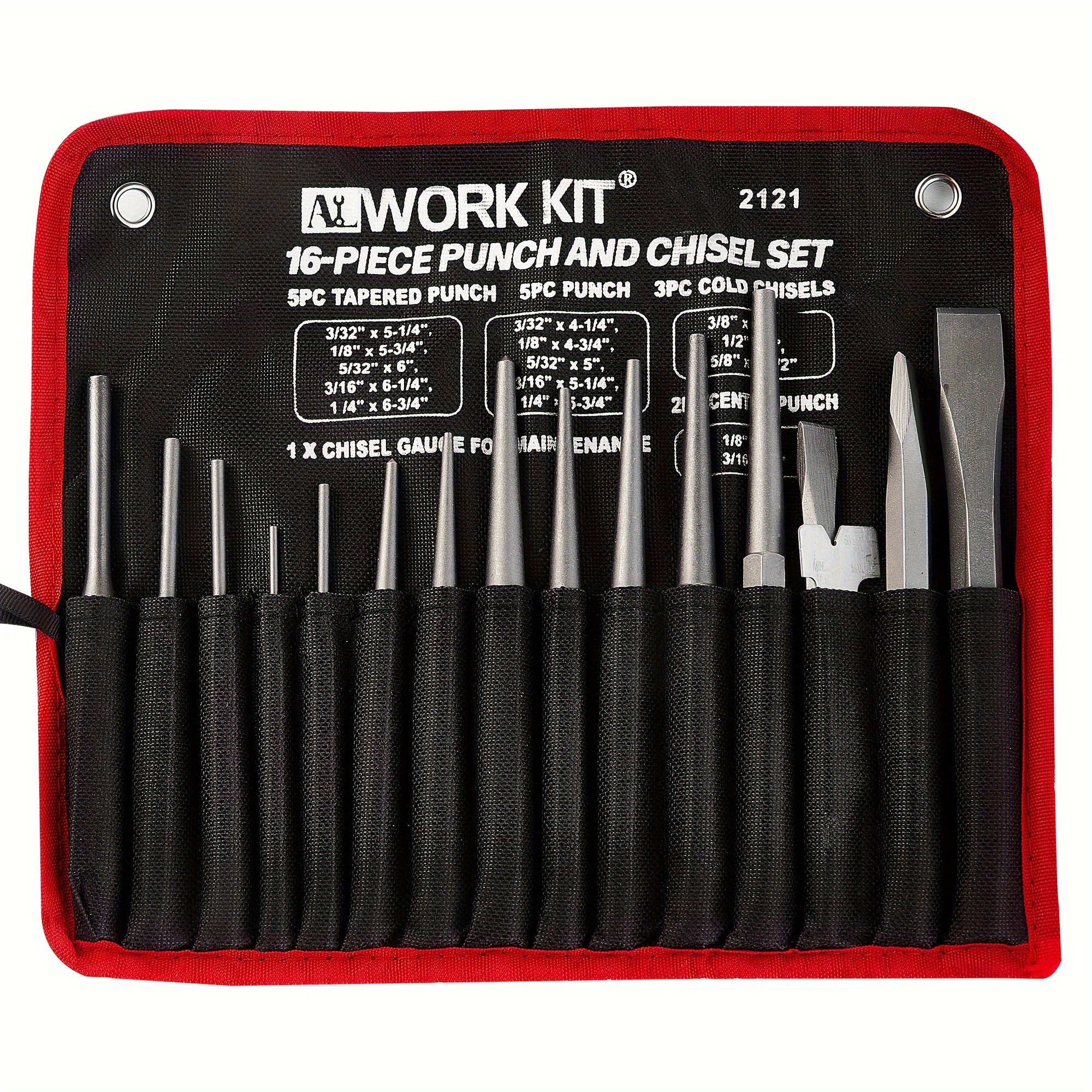 TEMU 16-piece And Chisel Set, Including Taper , Cold Chisels, Pin , , , High Hardness, Bolt Hole , Separation, Knuckle, , Bolts And