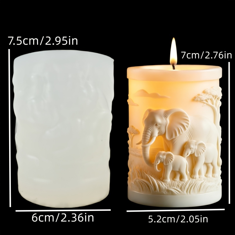TEMU Resin Silicone Mold Elephant Herd Relief Cylindrical Candle Silicone Mold Elephant And Calf Relief Cylindrical Resin Silicone Mold Crafts Mold