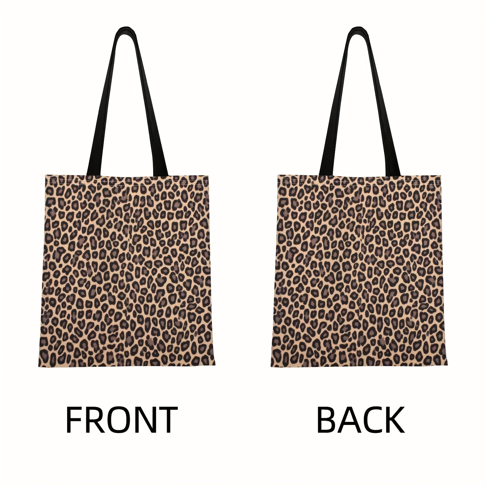Image of Leopard Print, Beige Background, Black Spots Multi Functional Print Tote Bag Gifts For Cute Shoulder Bag Suitable Outdoor Out And Shopping Gatherings Holiday Events