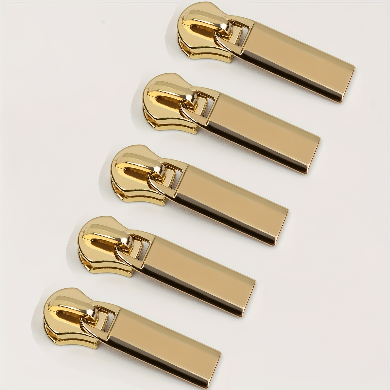 5pcs 5# Metal Bag Zipper Puller Smooth Long Plate Rice Cake Sheet Leather Luggage Zipper Head