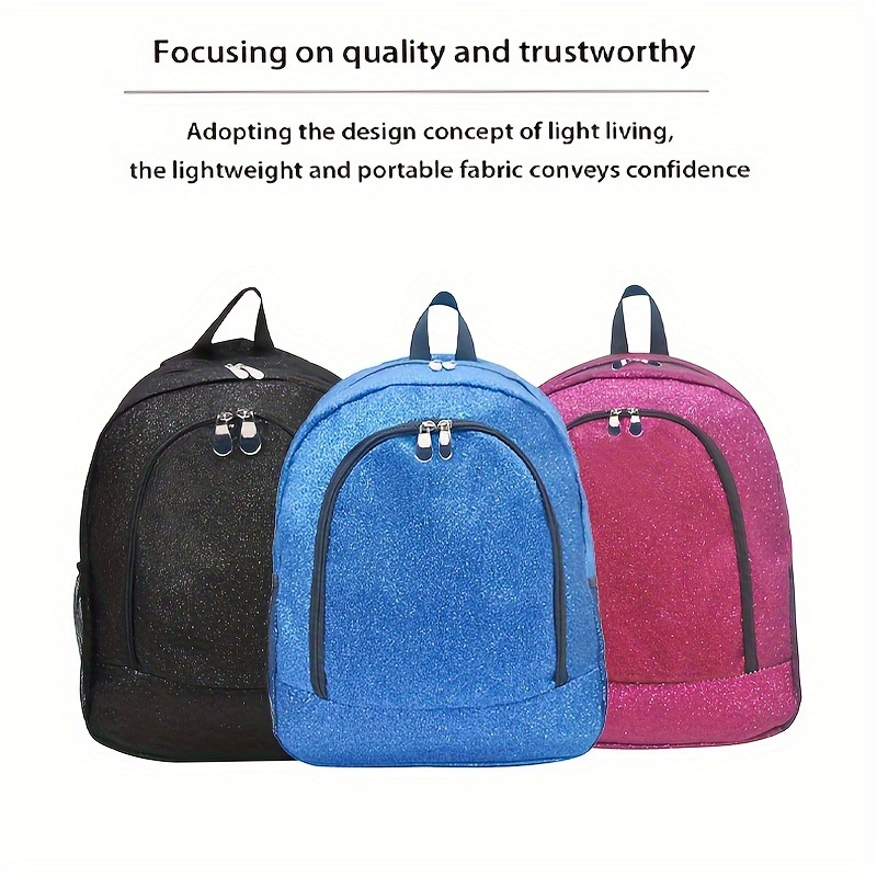 

Shinning Glitter Outdoor Sports Backpack, Casual Backpack For Leisure Travel, Trendy Lightweight Bookbag With Side Net Pocket