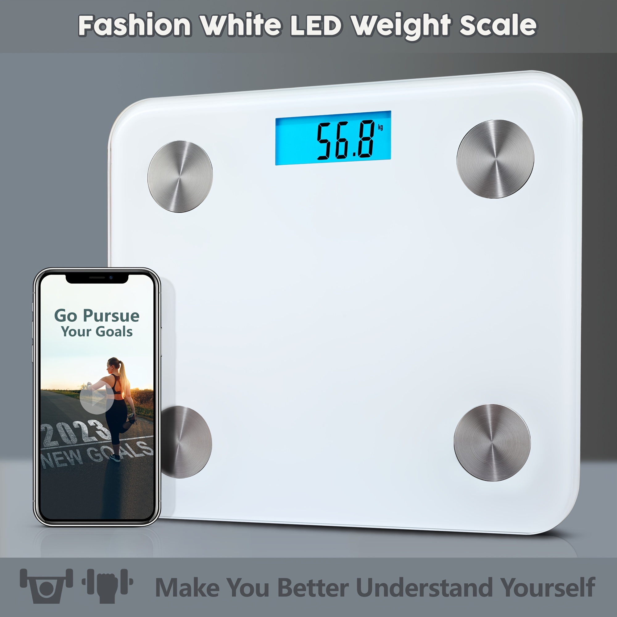 앱 동기화 기능이 있는 스마트 체중계 - 매우 정확한, 12가지 키 구성 분석, 배터리 구동 (aaa), 검정색, 5-400lbs에 적합 - 욕실 사용에 완벽