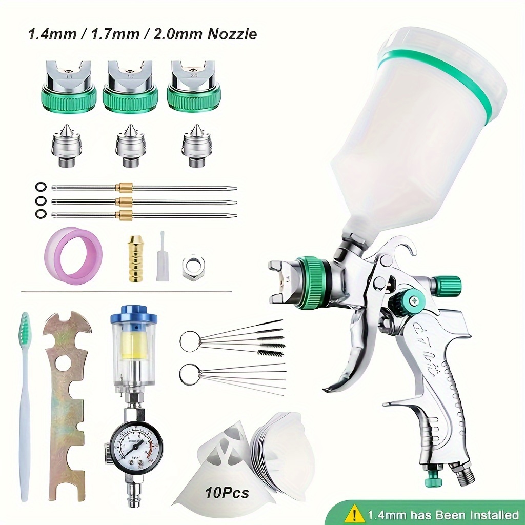 

1 Set Hvlp , 1.4/1.7/2.0mm Nozzle Hvlp Atomization , Suitable For , , , , Panels