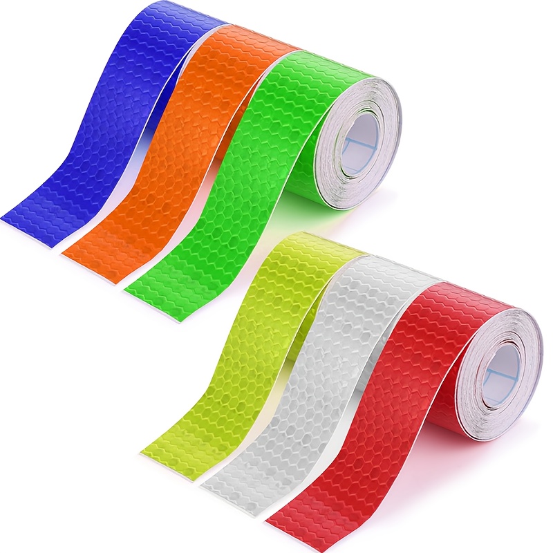 Image of 6pcs Reflective Tape - 2" X 59ft Pvc Night Safety Stickers In 6 Vibrant Colors (blue, Orange, Green, Yellow, White, Red) For Outdoor Visibility And Security, Stickers Noodpakket