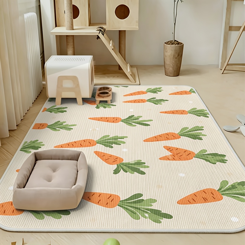 TEMU 1pc Anti-slip Quick-dry Washable Dog Cage Pad And Dog House Mat Cartoon Carrot Polka Dot Cute Absorbent Pet Bed, Cat And Dog Pet Activity Fence
