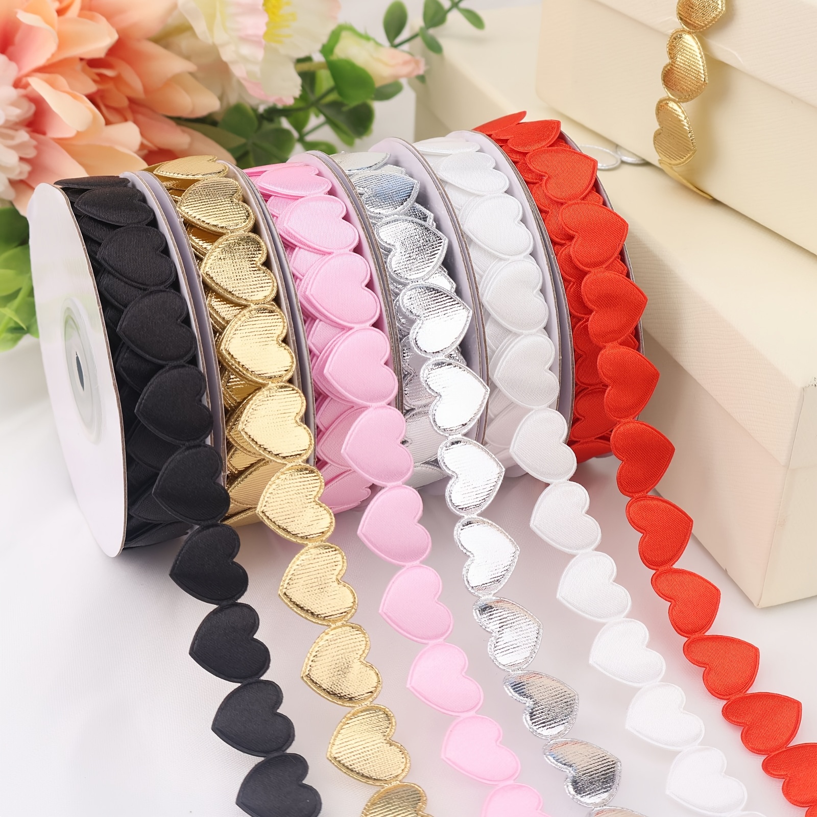 

Versatile, Valentine's Day Heart Satin Ribbon - , Assorted Colors For Gift Wrapping & Party Decorations