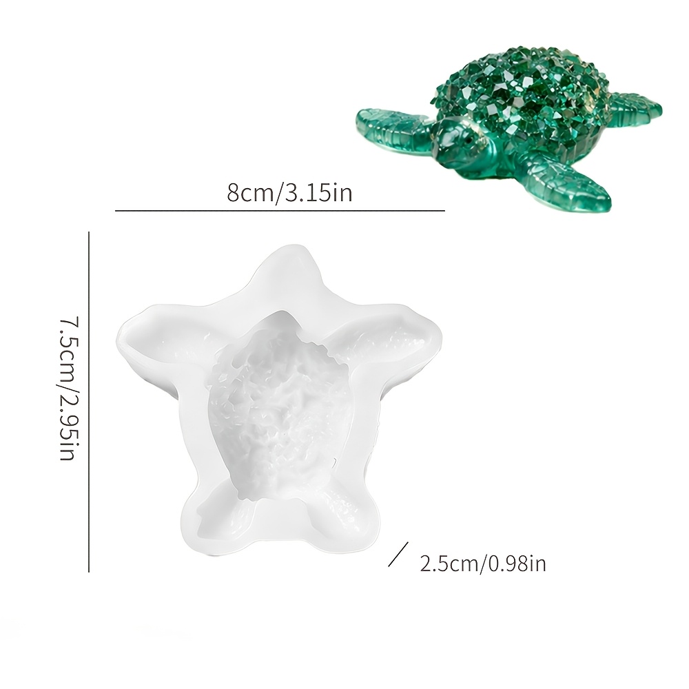 TEMU Moule en silicone pour résine à faire soi-même, Moule en résine pour tortue à coupe brisée, Moule pour ornement de tortue en plâtre et résine