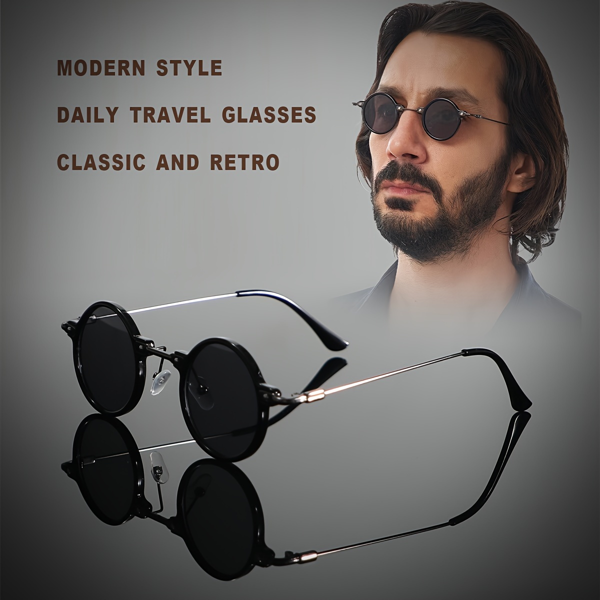 

Vintage Style Men's Round Metal Glasses: Perfect For Casual Outings, Fishing, Tennis, And Golf - Pc Lens, Copper Alloy Frame, And Anti-reflective Coating