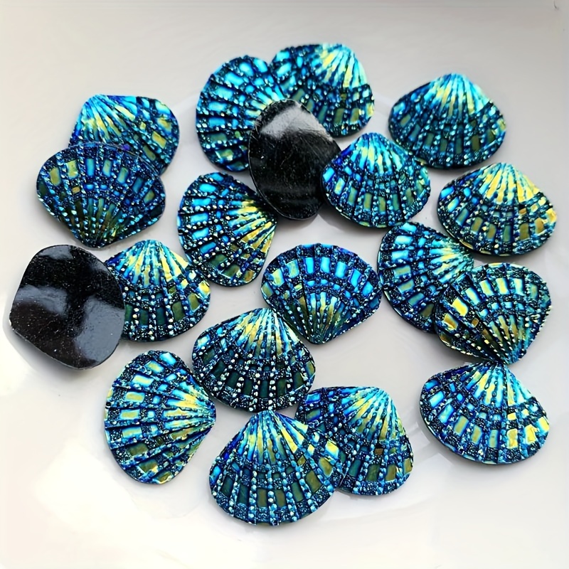 Image of 20pcs 15 X 18mm Shell Shape Resin Rhinestone Flat Back Crystals Rhinestones Stones Home Decoration Craft Embellishments Beach Party Decorations