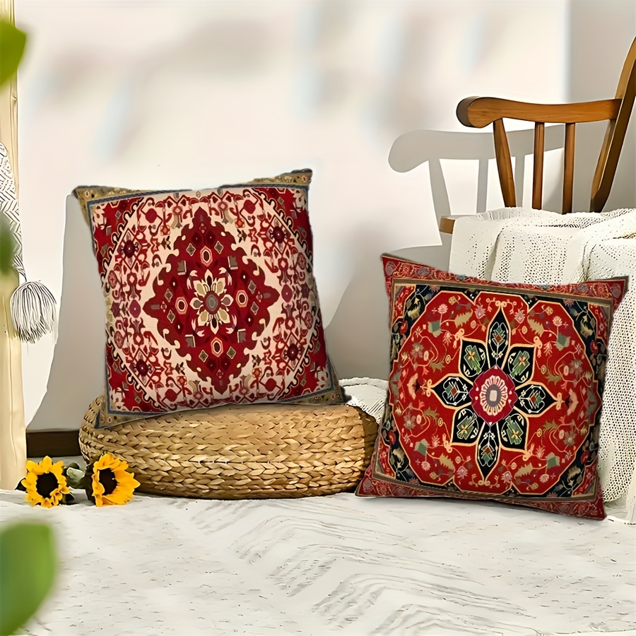 

4 Pillowcases, Carpet Pattern , Pillows Suitable For Sofa Decoration, 18x18 ( Not Included).