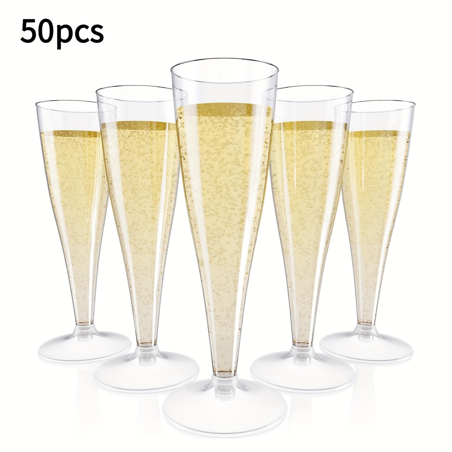 25/50pcs Elegant Plastic Flutes Reusable 130ml/4.5 Oz Clear Plastic Glasses Suitable For Wedding, Thanksgiving Day, Christmas