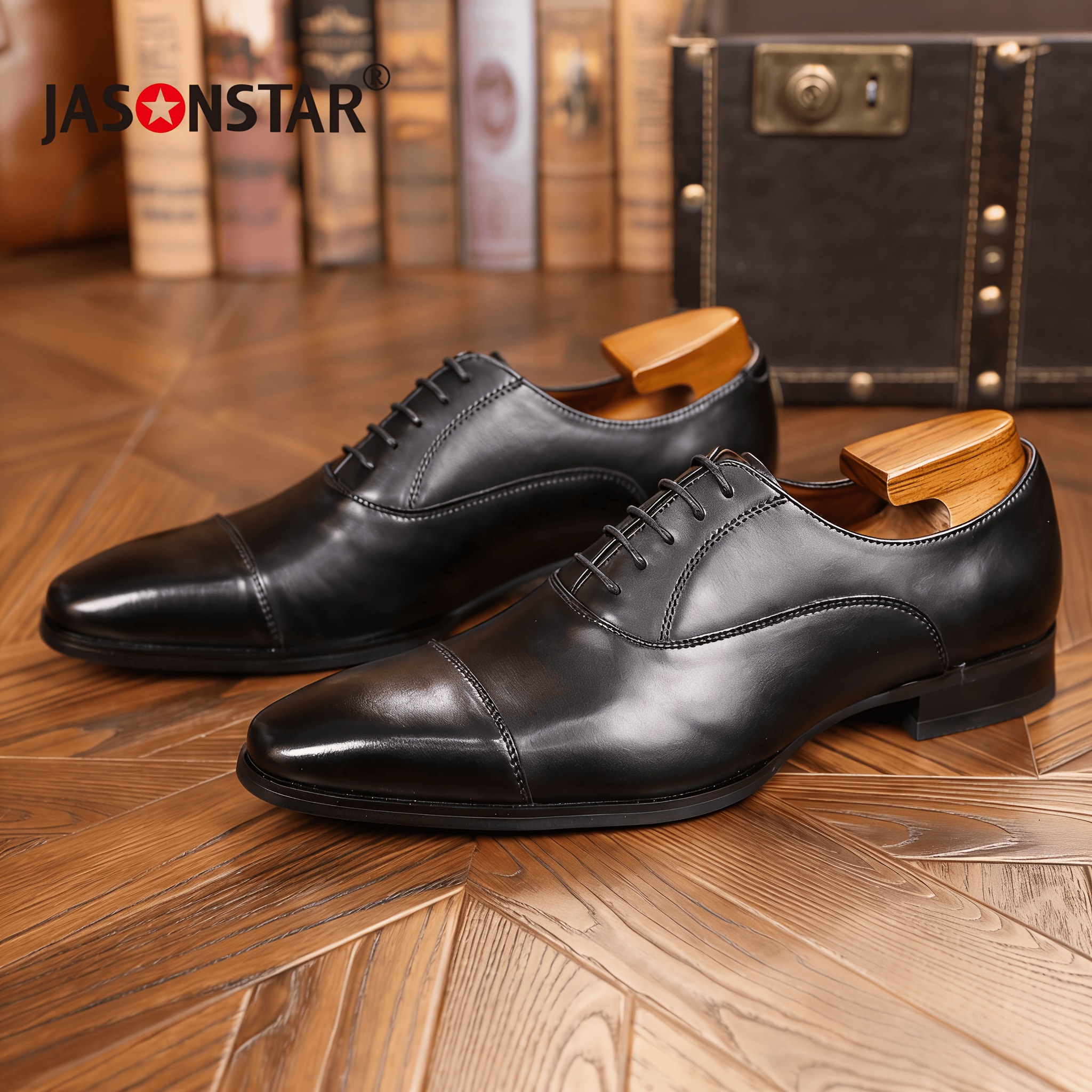 mens classical solid split faux leather dress shoes cap toe - Temu
