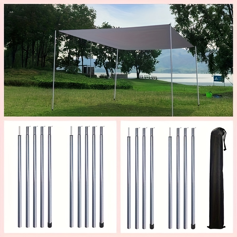 

1 Set 17/21 Inch Telescoping Tarp Poles Heavy Duty Adjustable Camping Tent Poles, Portable Rods For Rain Fly, Awning, Outdoor Camping, Hiking, Backpacking, Sunshade, Colors Choose Black/silvery